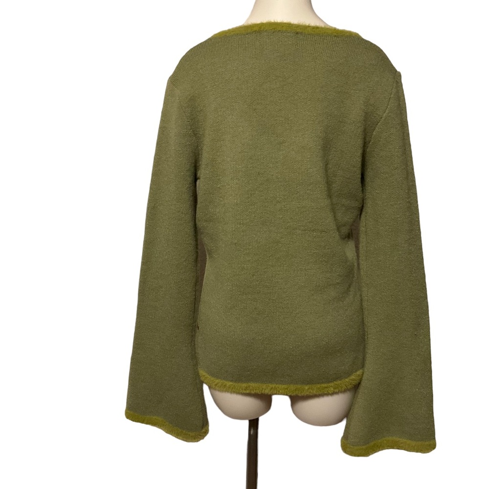 Cider Olive Green & Brown Buckle-Front Cardigan w/ Bell Sleeves - Picture 4 of 7
